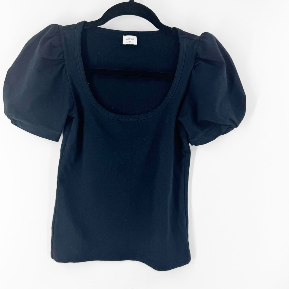 ✅ Wilfred‎ Awe T-shirt Black Puff Sleeve Top SIZE X-SMALL